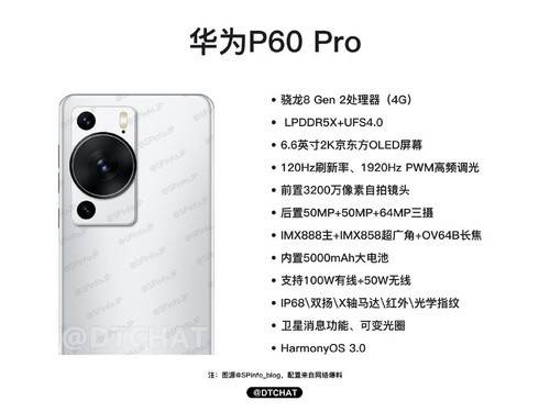 华为手机什么叫三摄
:华为P60 Pro配置曝光 三摄、卫星通讯均有 还有四摄超大杯